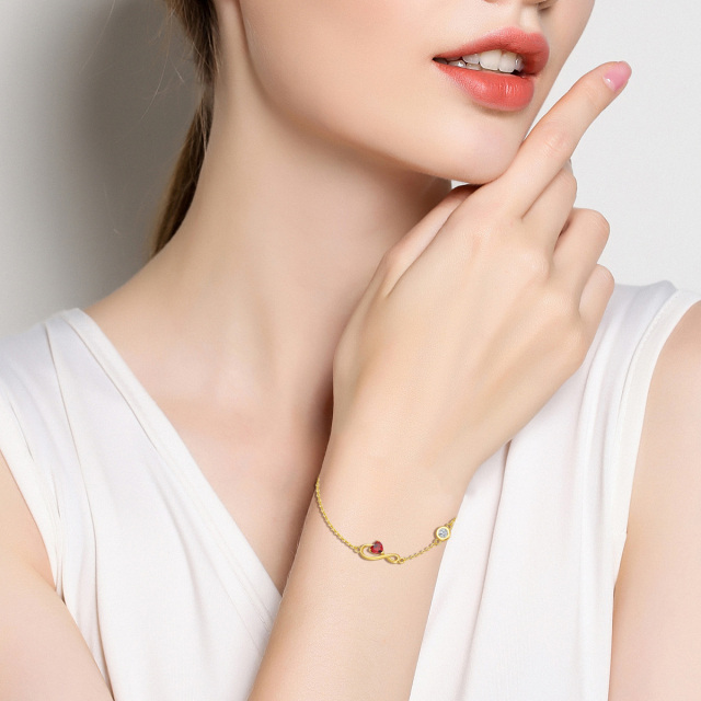 Pulseira infinita de ouro 14K com pulseira de zircão em formato de coração para mulheres-1