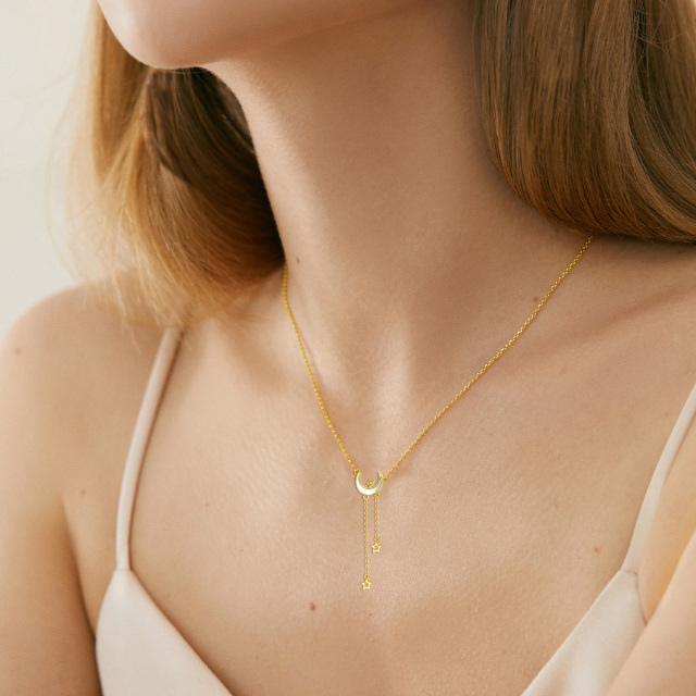 Halskette mit Mondanhänger aus 14 Karat Gold mit Perlmutt-1