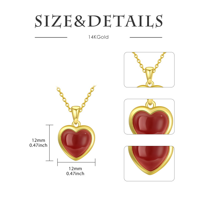 Sterling Silver with Yellow Gold Plated Heart Shaped Agate Heart Pendant Necklace-2