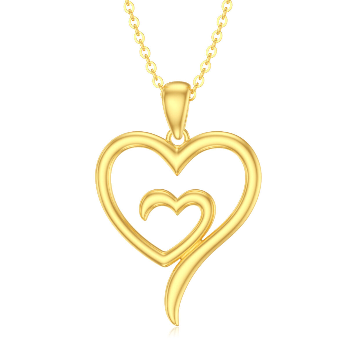 Collier avec pendentif en forme de coeur en or 14K-1