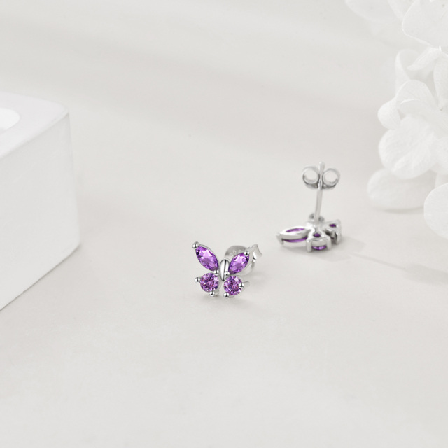 Boucles d'oreilles papillon en forme de marquise en argent sterling avec zircone cubique-3