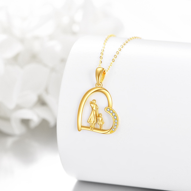 Colar de ouro 14K mãe e filha pingente colar presentes para mulheres mãe dia das mães-3