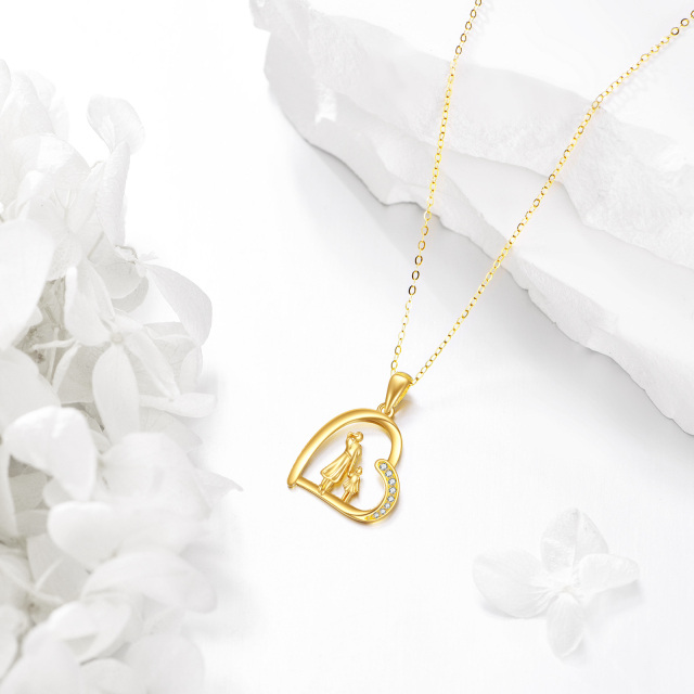 Colar de ouro 14K mãe e filha pingente colar presentes para mulheres mãe dia das mães-2