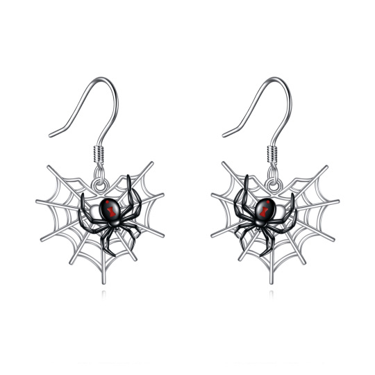 Boucles d'oreilles pendantes en argent sterling en forme d'araignée bicolore