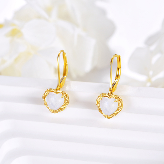 Boucles d'oreilles pendantes en forme de cœur en pierre de lune en or 14 carats-3