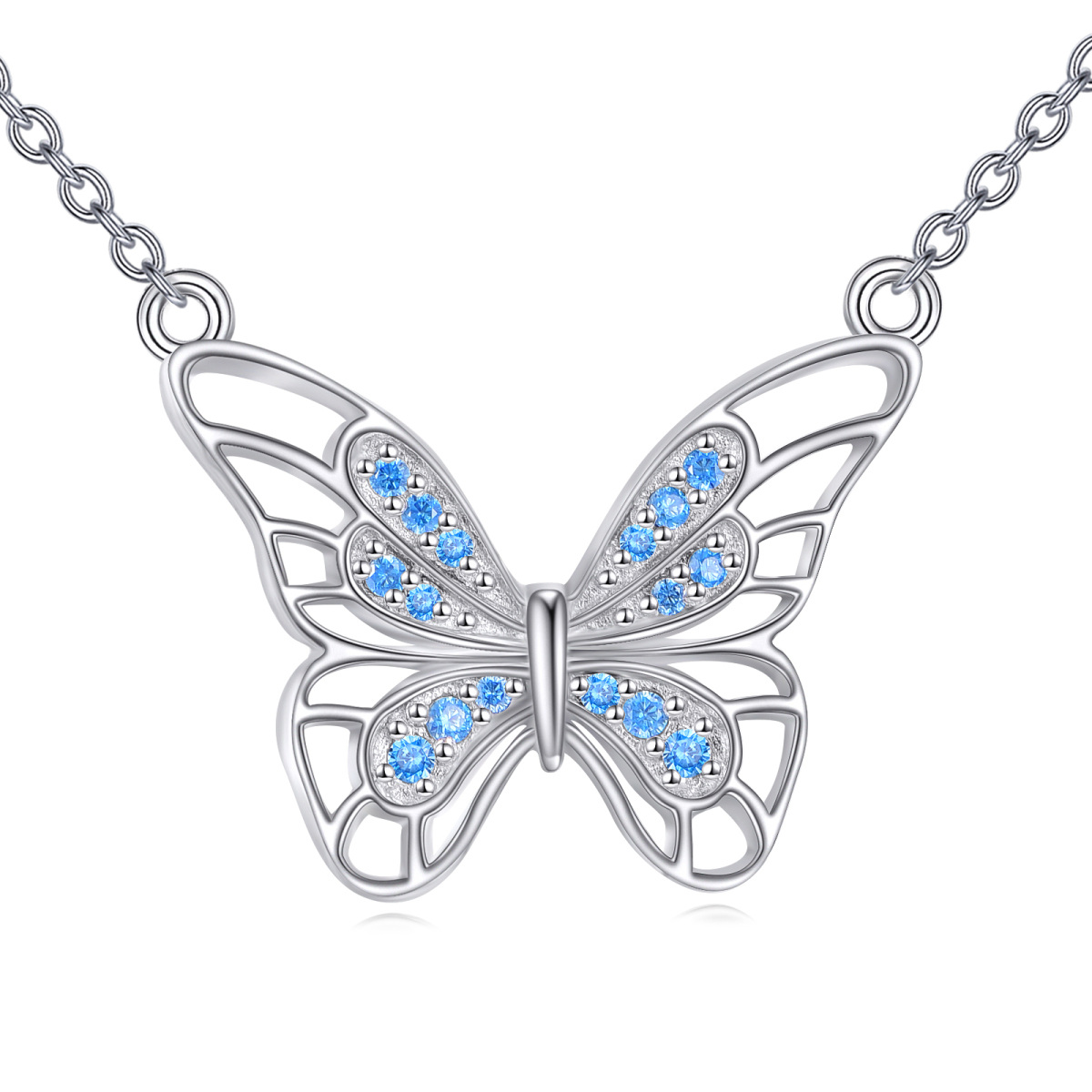 Collier en argent sterling avec pendentif papillon en zircon de forme circulaire-1