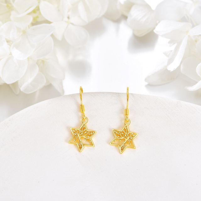 Ohrringe aus 14 Karat Gold mit Lebensbaum-Motiv, Geschenk für Frauen und Mädchen, eleganter Schmuck-3