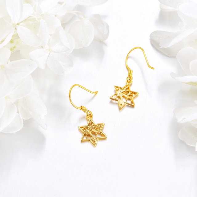 Ohrringe aus 14 Karat Gold mit Lebensbaum-Motiv, Geschenk für Frauen und Mädchen, eleganter Schmuck-2