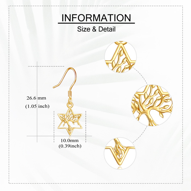 Ohrringe aus 14 Karat Gold mit Lebensbaum-Motiv, Geschenk für Frauen und Mädchen, eleganter Schmuck-4
