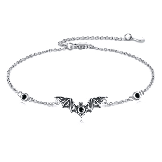 Bracciale con ciondolo a forma di pipistrello in argento sterling e zirconi cubici