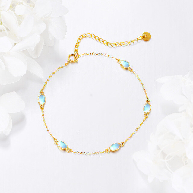 Bracelet pendentif en forme ovale en or 14 carats avec pierre de lune ovale-3