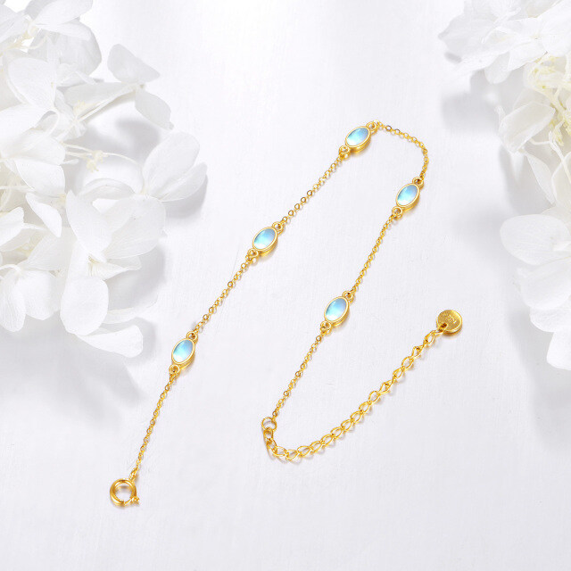 Bracelet pendentif en forme ovale en or 14 carats avec pierre de lune ovale-2