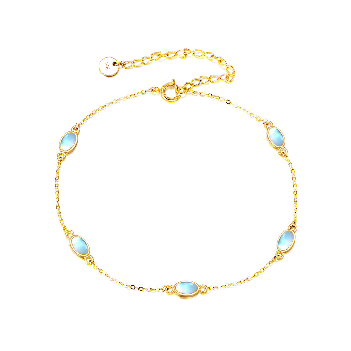 Bracelet pendentif en forme ovale en or 14 carats avec pierre de lune ovale-1