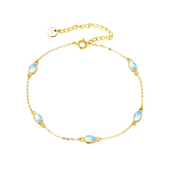 Bracelet pendentif en forme ovale en or 14 carats avec pierre de lune ovale