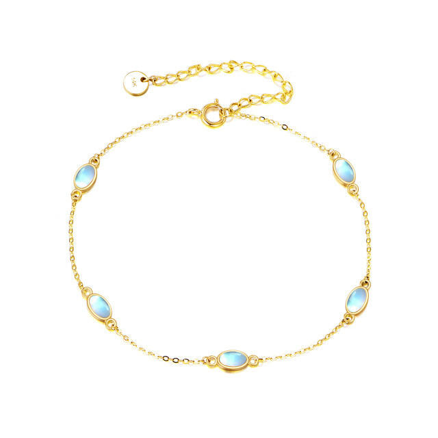 14K Gold Oval Shaped Moonstone Oval Shaped Pendant Bracelet-0