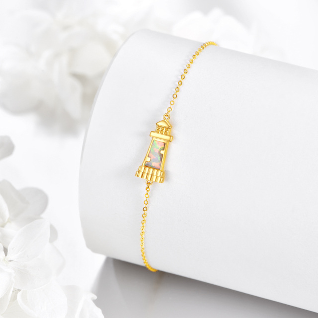 14K Lighthouse Bracelet With Opal Gifts for Women Summer Jewelry-3