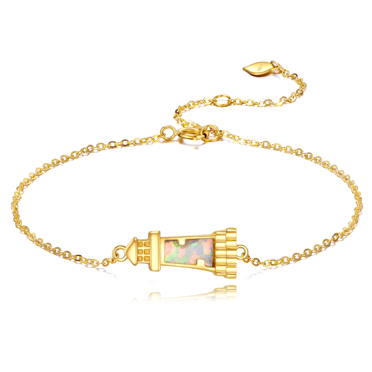 Armband mit Leuchtturm-Anhänger und Opal aus 14 Karat Gold-1