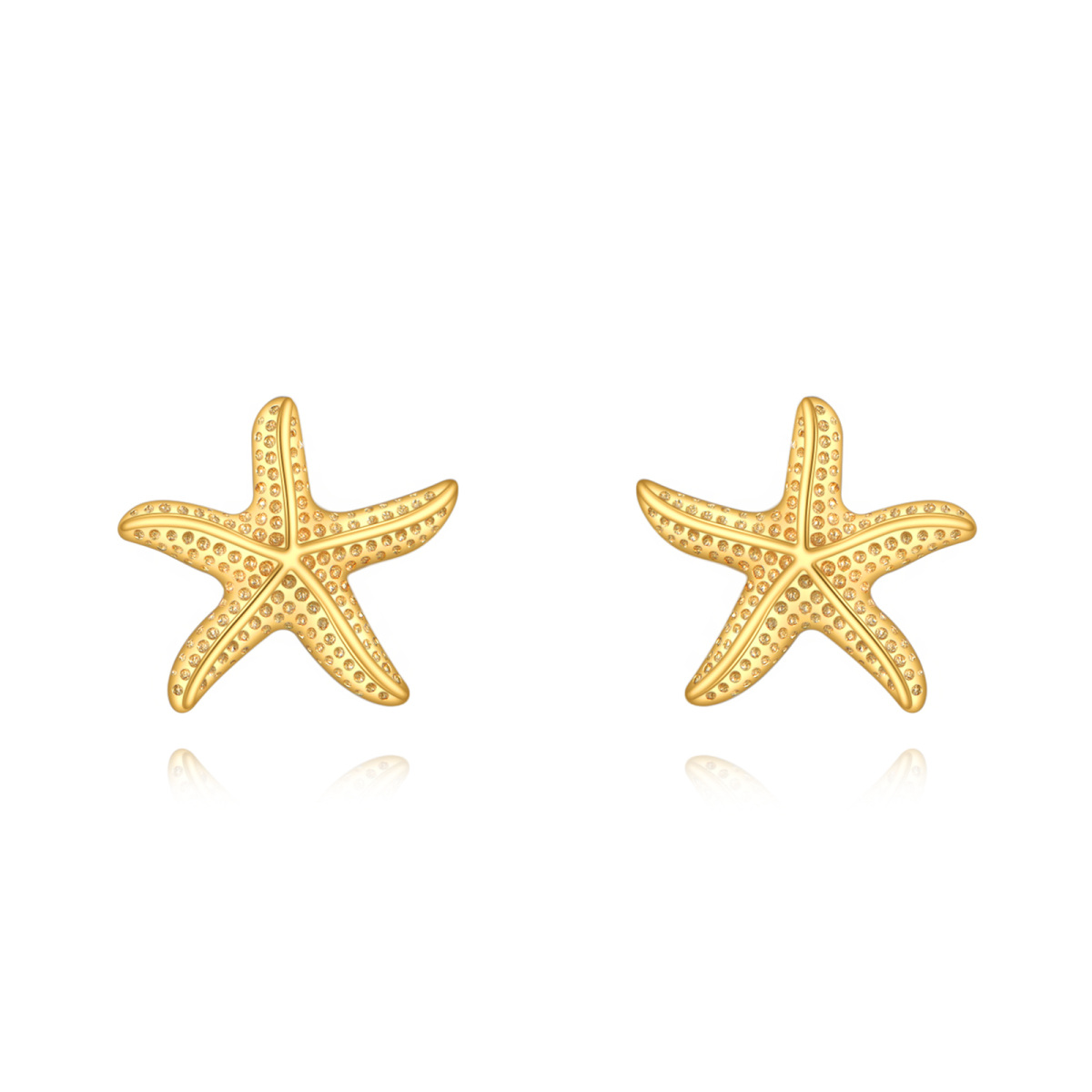 14K Gold Starfish Stud Earrings-1