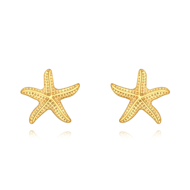 14K Gold Starfish Stud Earrings