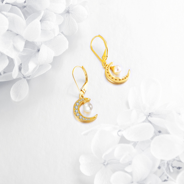 14 Karat Gold Mondperlen-Ohrringe mit Perle als Geschenk für Frauen und Mädchen-2