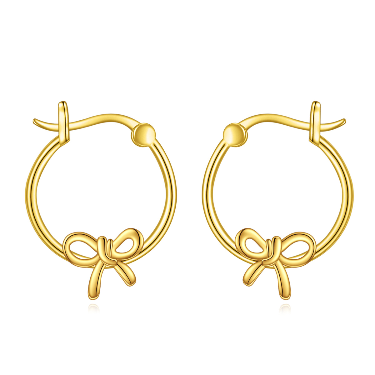Sterling Silver with Yellow Gold Plated Bow Hoop Earrings-1