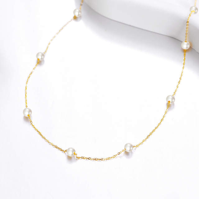 Collar de perlas de oro de 14 quilates como regalo para mujeres y niñas, joyería elegante-3