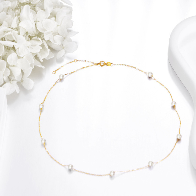 Collar de perlas de oro de 14 quilates como regalo para mujeres y niñas, joyería elegante-2