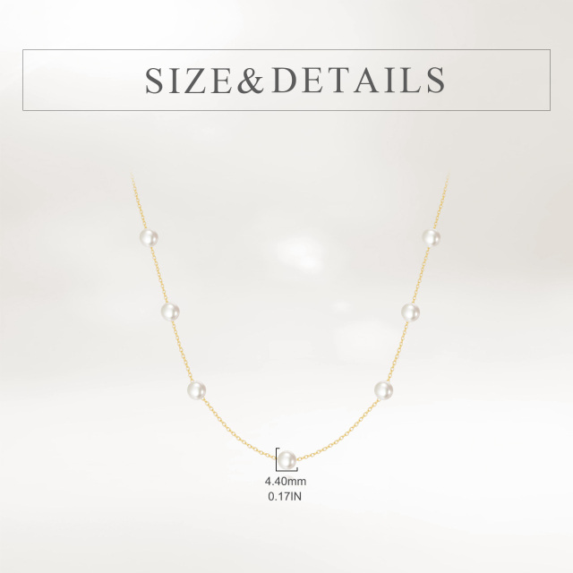 Collar de perlas de oro de 14 quilates como regalo para mujeres y niñas, joyería elegante-4