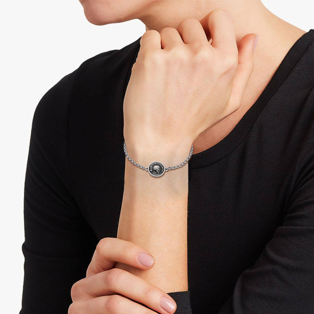 Sterling Silver Mori Pendant Bracelet with Engraved Word for Men-1