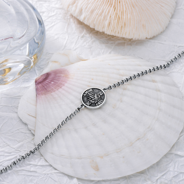 Sterling Silver Mori Pendant Bracelet with Engraved Word for Men-2