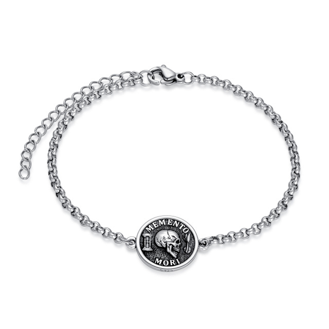 Pulsera colgante Mori de plata de ley con palabra grabada para hombre-0