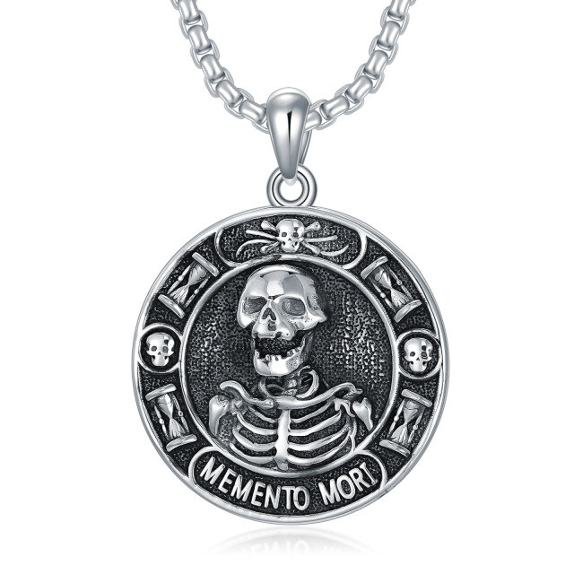 Collier en argent sterling avec pendentif tête de mort pour hommes-0