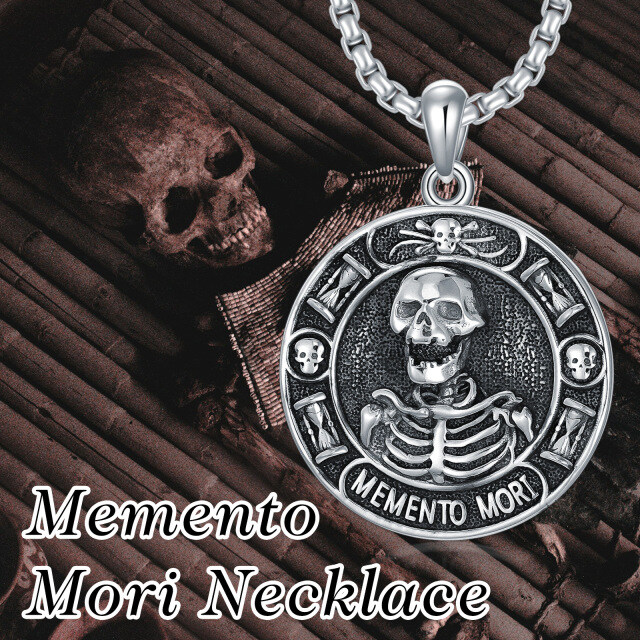 Collar con calavera de plata de ley para hombre-4