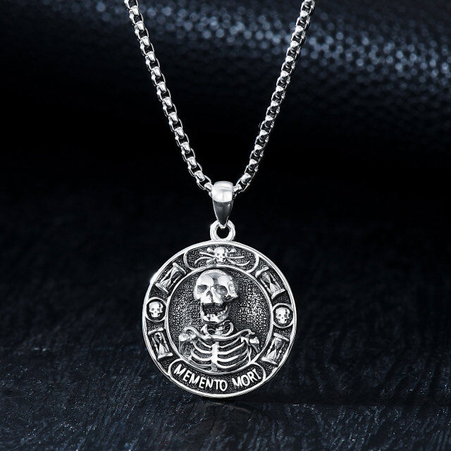 Sterling Silver Skull Pendant Necklace for Men-2