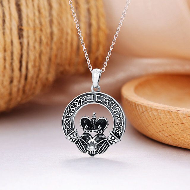 Collier avec pendentif tête de mort en argent sterling-2