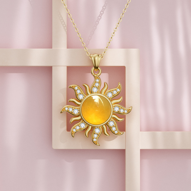925 Sterling Silber Sonne Jade Halskette mit Zirkon Halskette Geschenke für Frauen-3