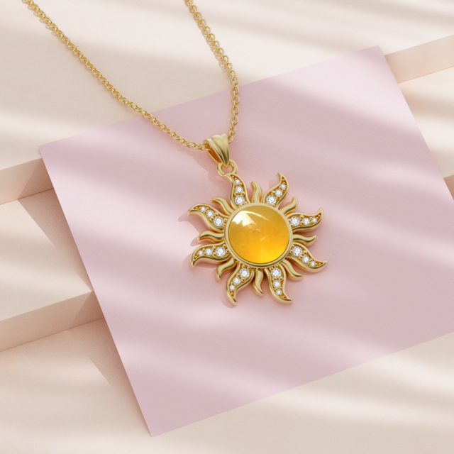 925 Sterling Silber Sonne Jade Halskette mit Zirkon Halskette Geschenke für Frauen-2