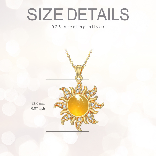 Collar de jade de sol de plata de ley 925 con collar de circón, regalos para mujeres-4