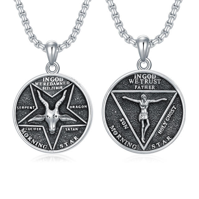 Collier en argent sterling avec pendentif Jésus pour hommes-0