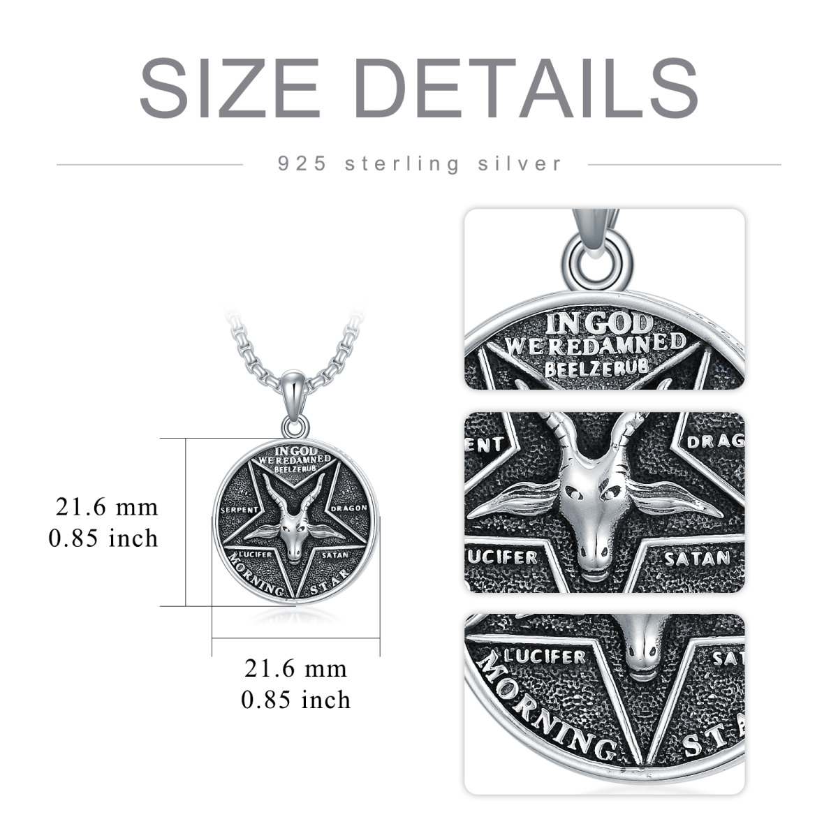 Sterling Silver Jesus Pendant Necklace for Men-6