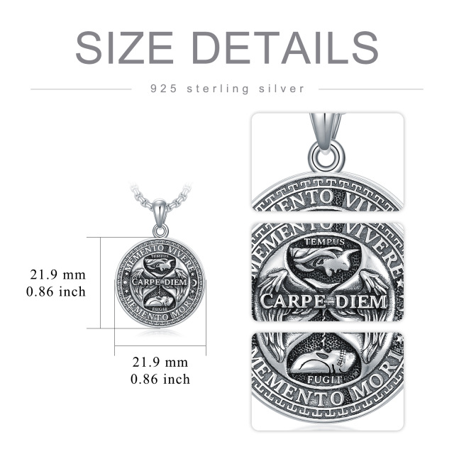 Memento Mori Pendant Carpe Diem Necklace Skull Jewelry Gift for Men in Sterling Silver-5