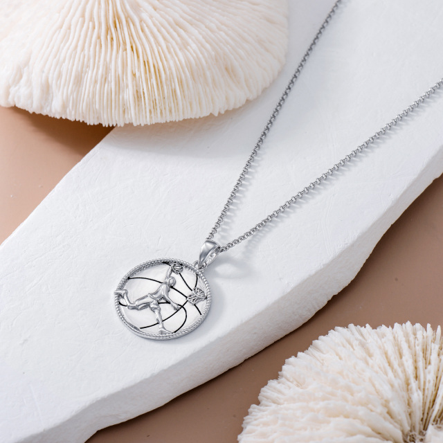 Sterling Silver Basketball Pendant Necklace-2