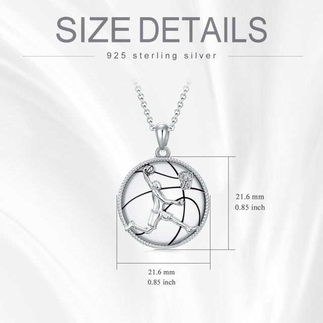 Sterling Silver Basketball Pendant Necklace-4