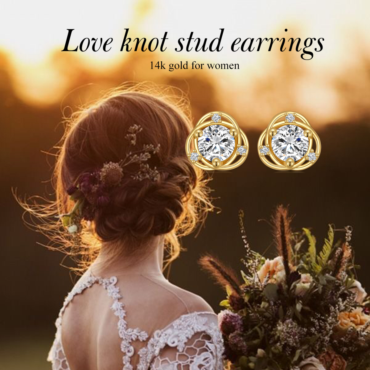 14K Gold Circular Shaped Cubic Zirconia Round Stud Earrings-6