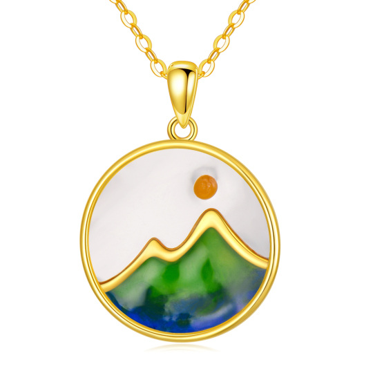 14K Yellow Mountain Necklace Mustard Seed Mountain Necklace for Women Gilrs