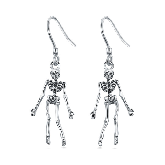 Pendientes colgantes de calavera en plata de ley