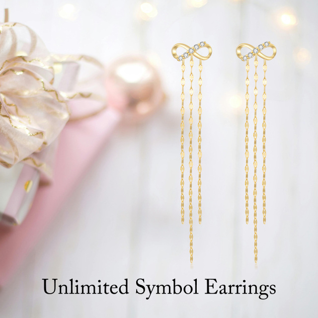 Boucles d'oreilles pendantes en or 14 carats avec symbole infini moissanite de forme circulaire-5