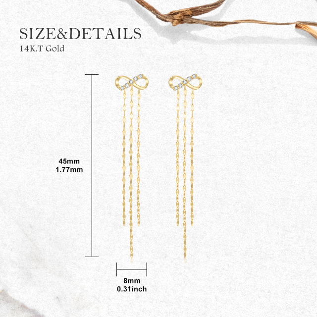 14K 3-Tile Chain Moissanite Infinity Symbol Earrings Summer Jewelry Gifts for Women-4