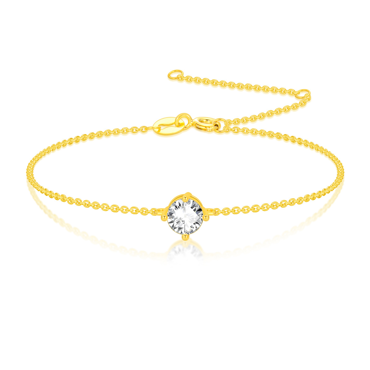 14K Gold Moissanite Pendant Bracelet-1