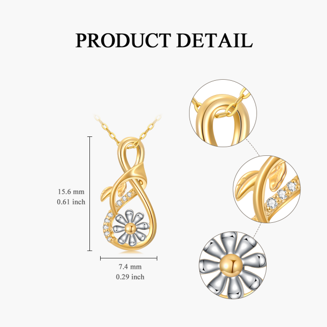 14K Gold Daisy Halskette mit Zirkon als Geschenk für Frauen Sommerschmuck-4